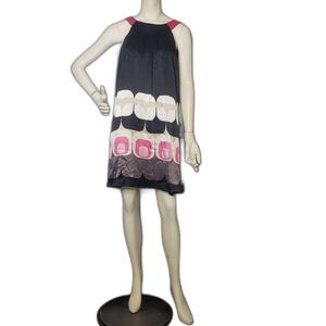 Elisa J New York Black and Pink Geometic Print Sleeveless Dress Womens Size 14